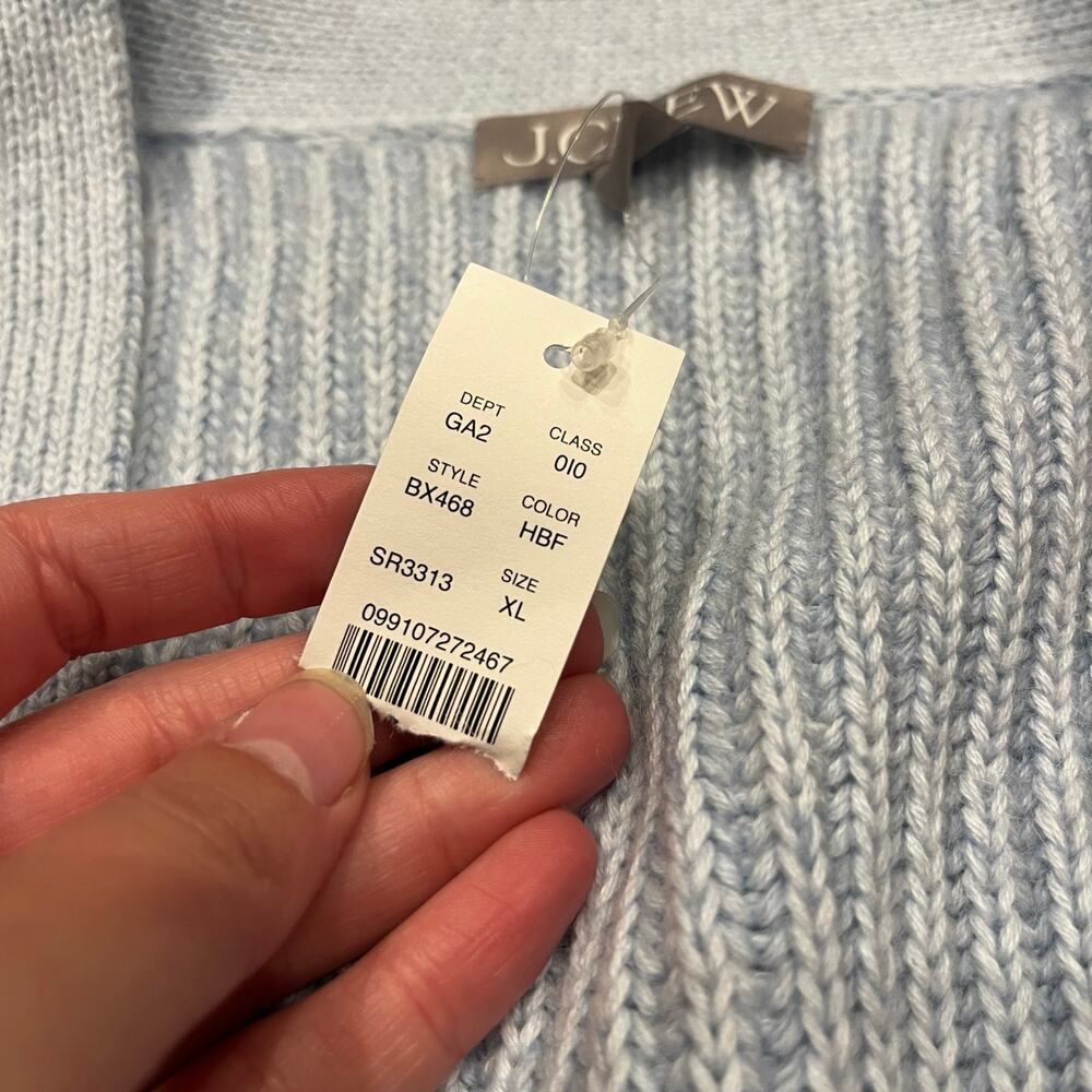 NEW J Crew Ribbed V-Neck Cardigan Sweater XL Light Blue Preppy Classic Casual - Picture 3 of 7